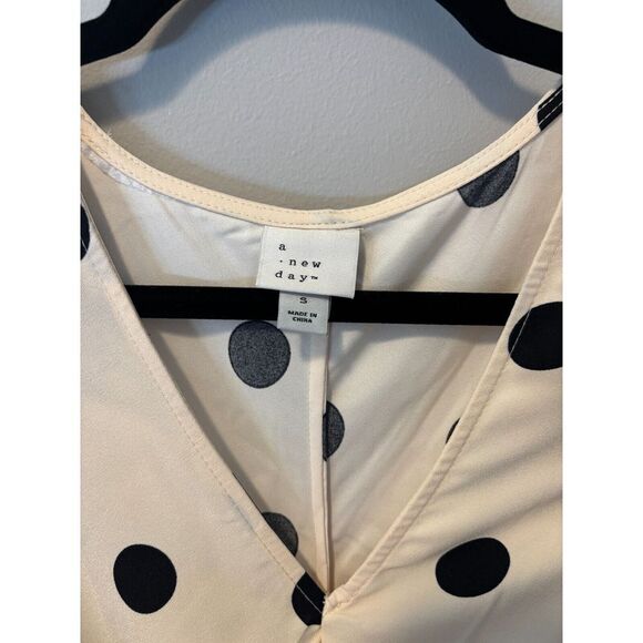 A New Day Polka Dot Women's Crepe Puff Short Sleeve Midi Dress Size Small‎ - Picture 1 of 3
